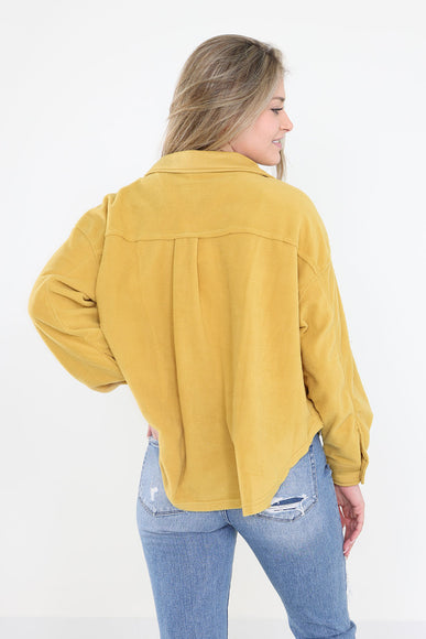 La Miel Matilda Cropped Shacket for Women in Mustard Yellow