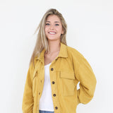 La Miel Matilda Cropped Shacket for Women in Mustard Yellow