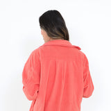 La Miel Sunset Fleece Shacket for Women in Coral Pink