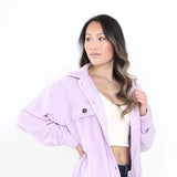 La Miel Sunset Fleece Shacket for Women in Lilac Purple