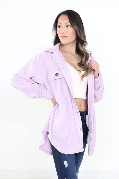 La Miel Sunset Fleece Shacket for Women in Lilac Purple