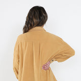 La Miel Sunset Fleece Shacket for Women in Wheat Brown
