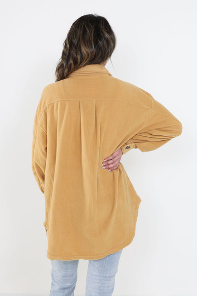 La Miel Sunset Fleece Shacket for Women in Wheat Brown