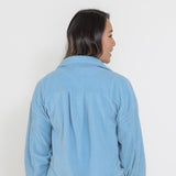 La Miel Sunset Fleece Shacket for Women in Baby Blue