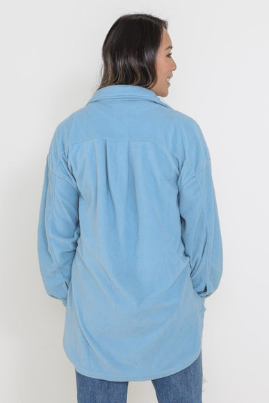 La Miel Sunset Fleece Shacket for Women in Baby Blue