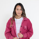 La Miel Sunset Fleece Shacket for Women in Berry Pink