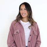 La Miel Sunset Fleece Shacket for Women in Mauve Purple