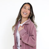 La Miel Sunset Fleece Shacket for Women in Mauve Purple