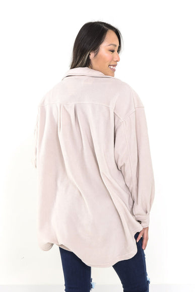 La Miel Sunset Fleece Shacket for Women in Mist