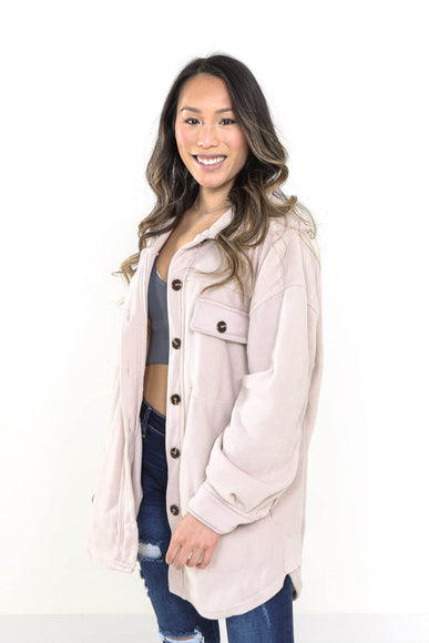 La Miel Sunset Fleece Shacket for Women in Mist