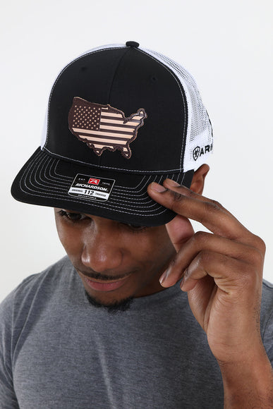 Ariat Leather USA Patch Hat for Men in Black