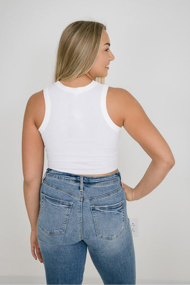 Ribbed Tank Top for Women in White