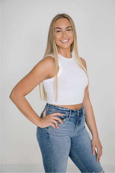 Ribbed Tank Top for Women in White