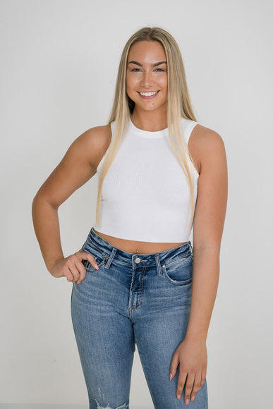Ribbed Tank Top for Women in White
