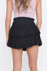 Mustard Seed Smocked Waist Ruffled Skort for Women in Black