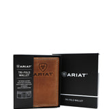 Ariat Tri-Fold Embroidered Wallet in Brown