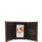 Ariat Tri-Fold Embroidered Wallet in Brown