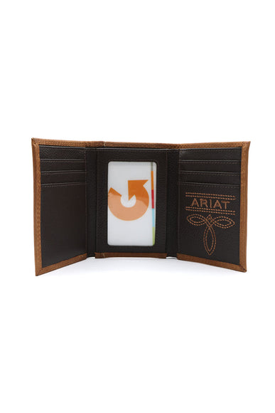 Ariat Tri-Fold Embroidered Wallet in Brown