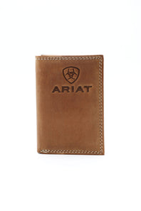 Ariat Tri-Fold Embroidered Wallet in Brown