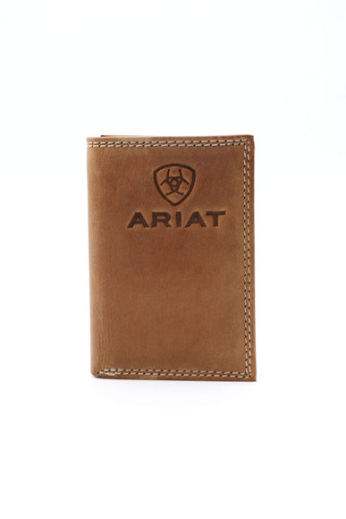 Ariat Tri-Fold Embroidered Wallet in Brown