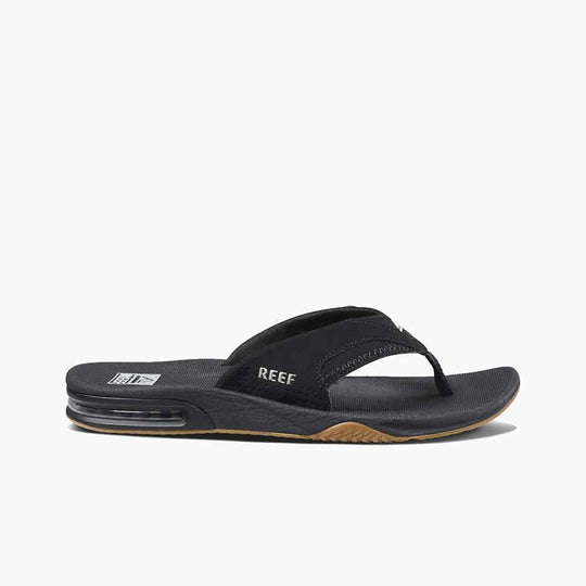 Reef Fanning Flip Flop Sandals for Men in Black-Silver
