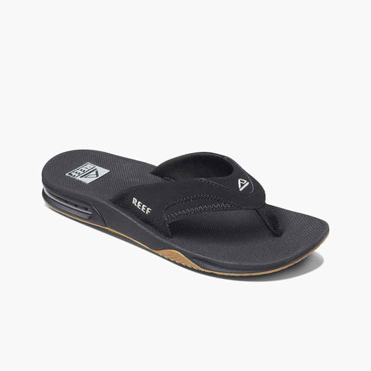 Reef Fanning Flip Flop Sandals for Men in Black-Silver