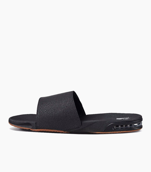 Reef Fanning Slides for Men in Black and Silver