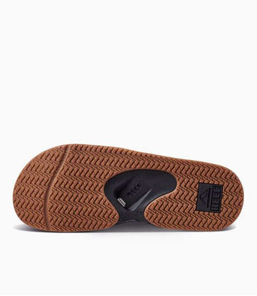 Reef Fanning Slides for Men in Black and Silver