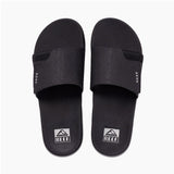 Reef Fanning Slides for Men in Black and Silver