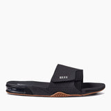 Reef Fanning Slides for Men in Black and Silver