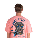 Simply Southern Men's Shirts Fish Dog T-Shirt for Men in Pink