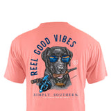 Simply Southern Men's Shirts Fish Dog T-Shirt for Men in Pink