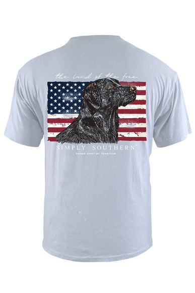 Simply Southern Mens Shirts Flag Dog T-Shirt for Men in Grey