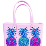 Simply Southern Pineapple Printed Large Waterproof Tote Bag in Pink