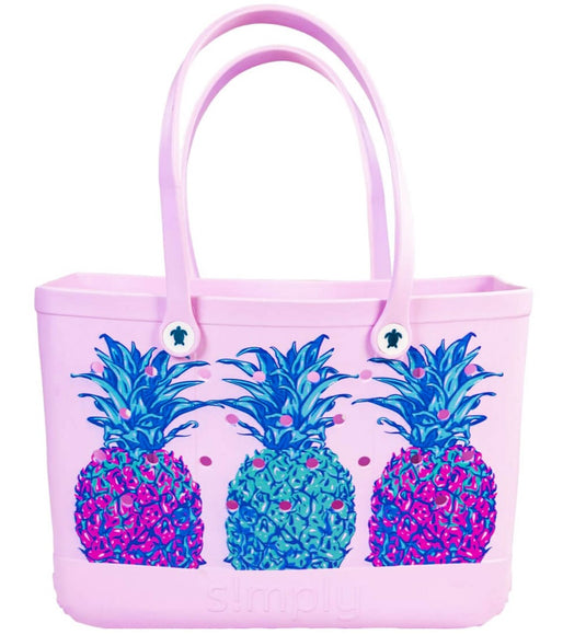 Simply Southern Pineapple Printed Large Waterproof Tote Bag in Pink
