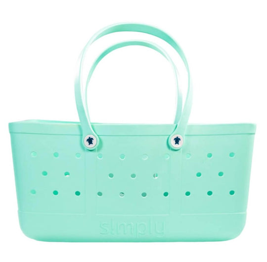 Simply Southern Large Waterproof Utility Tote in Aqua Blue