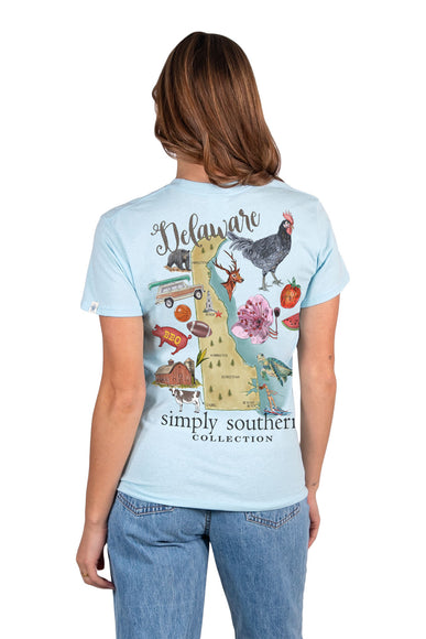 Simply Southern T-Shirts Delaware Short Sleeve T-Shirt for Women in Ice Blue
