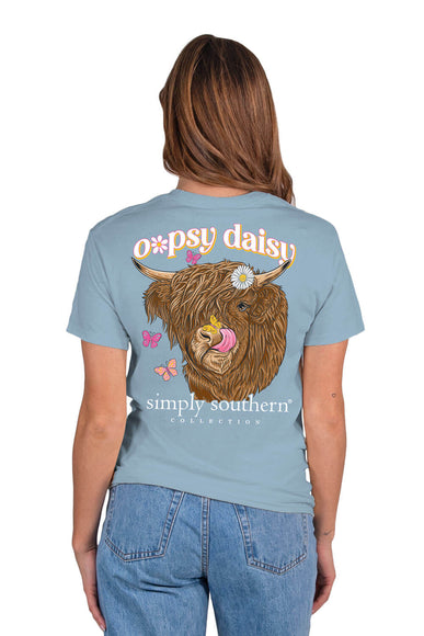 Womens Simply Southern Oopsy Daisy Cow T-Shirt for Women in Blue