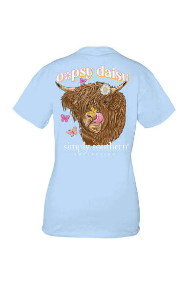 Simply Southern Plus Size Oopsy Daisy Cow T-Shirt for Women in Blue