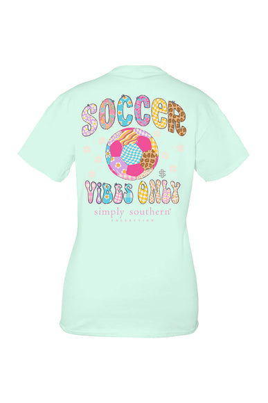 Simply Southern Womens Soccer Vibes T-Shirt for Women in Breeze Blue