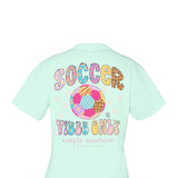 Girls Simply Southern T-Shirts Youth Soccer Vibes T-Shirt for Girls in Breeze Blue