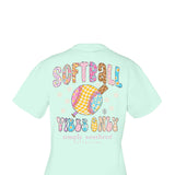 Plus Size Simply Southern Plus Size Softball Vibes T-Shirt for Women in Breeze Blue