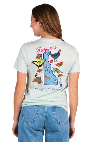 Simply Southern T-Shirts for Women Delaware T-Shirt for Women in Breeze Blue