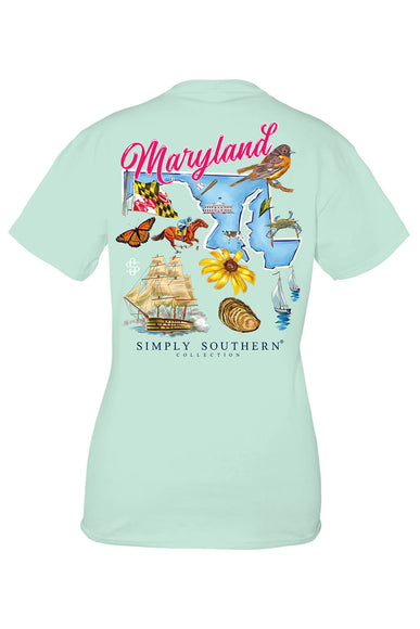 Plus Size Simply Southern Maryland T-Shirt for Women in Breeze Blue