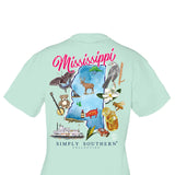 Simply Southern T Shirts Womens Mississippi T-Shirt for Women in Breeze Blue