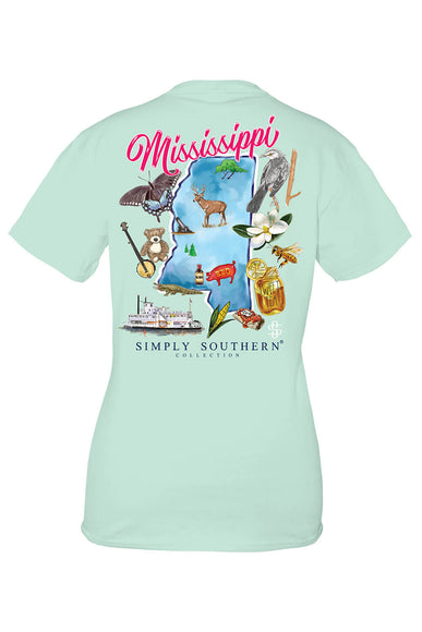 Simply Southern T Shirts Womens Mississippi T-Shirt for Women in Breeze Blue