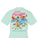 Simply Southern Youth Girls North Carolina T-Shirt for Girls in Breeze Blue