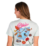 Simply Southern Womens Shirts Ohio T-Shirt for Women in Breeze Blue
