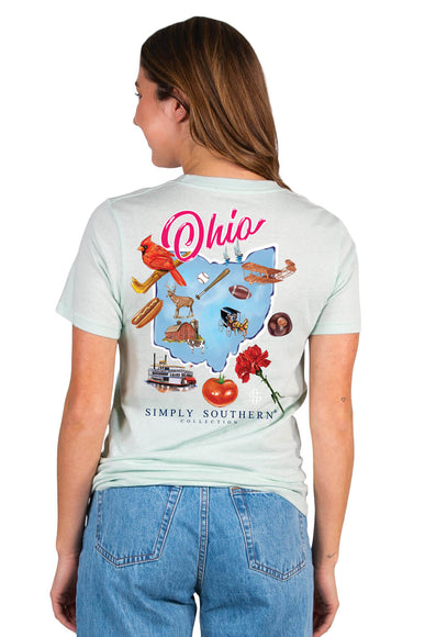Simply Southern Womens Shirts Ohio T-Shirt for Women in Breeze Blue