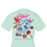 Simply Southern Womens Shirts Ohio T-Shirt for Women in Breeze Blue